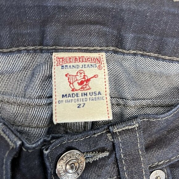 True Religion World Tour Jodie Womens Jeans Size 27 Stretch Denim Raw Hem Dark W - Picture 5 of 10
